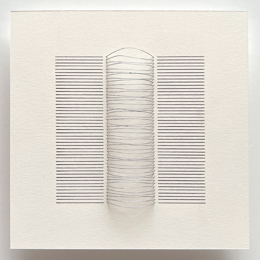 141 lines, 23rd December, HB pencil and metal wire on/in paper