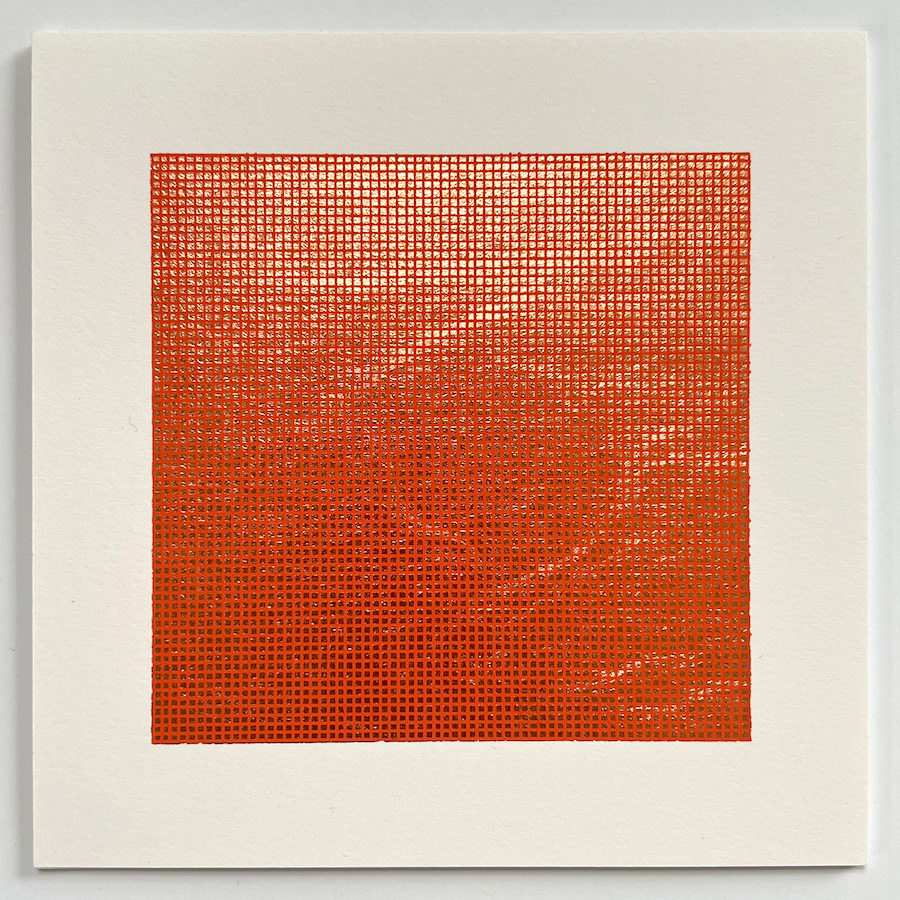 236 lines, 27th March, acrylic marker on copper leaf on paper