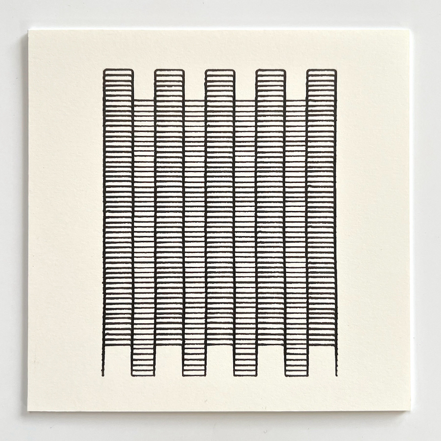 55 lines, 28th September, rotring pen on paper, tracings of a custom made comb