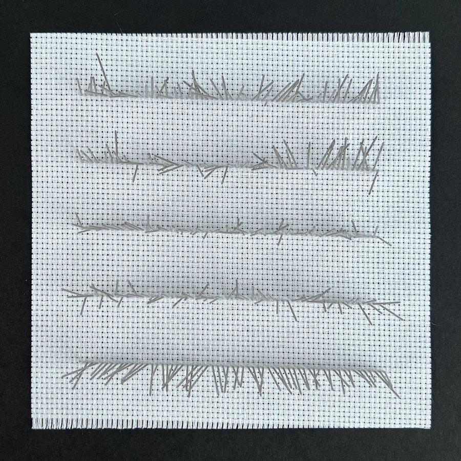 305 lines, 4th June, sewing pins in embroidery grid