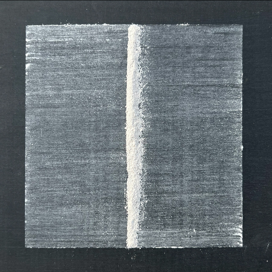 42 lines, 15th September, chalk dust (of 42 erased chalk lines) on slate