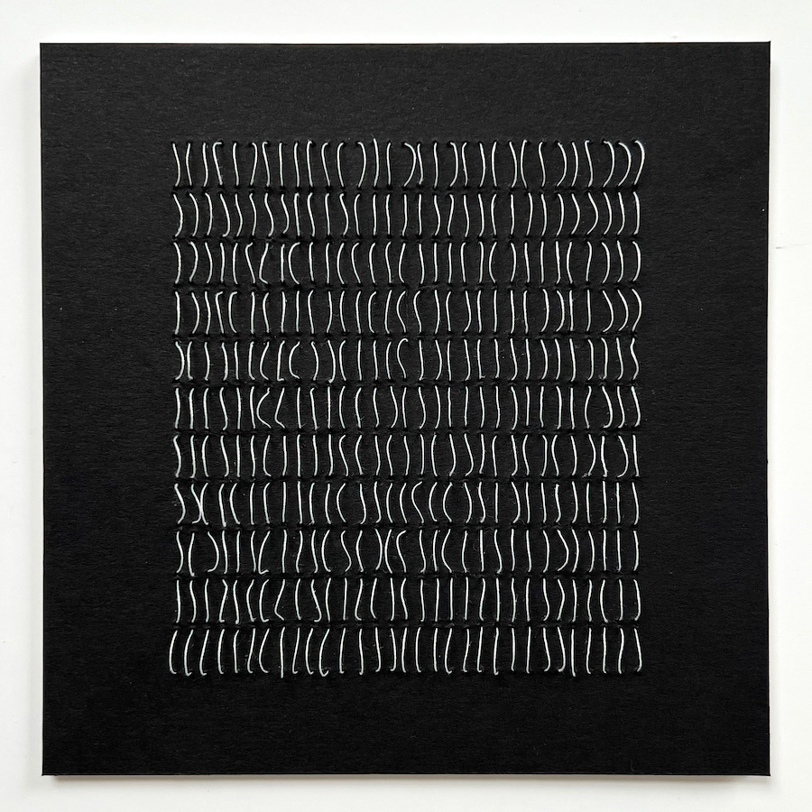 341 lines, 10th July, sewing thread through paper