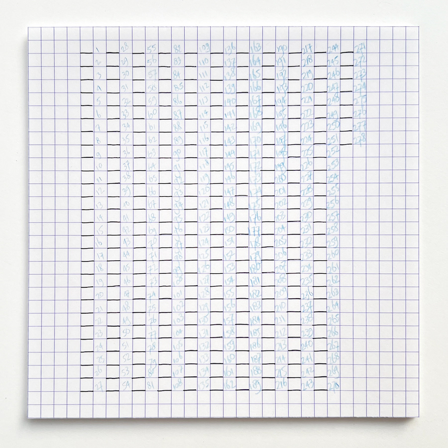 278 lines, 8th May, rotring pen and pencil on graph paper