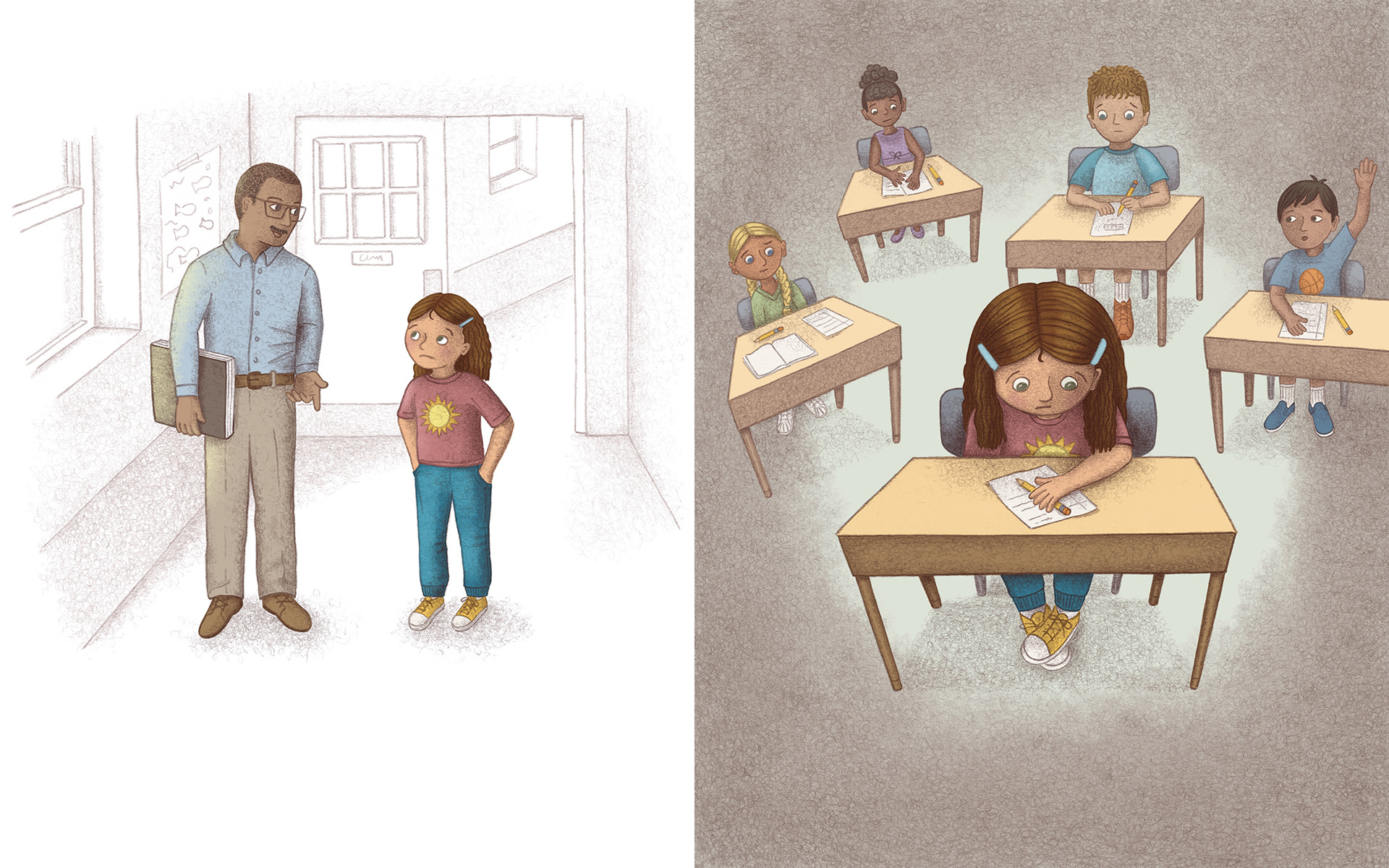 Character study for a story about a shy child
