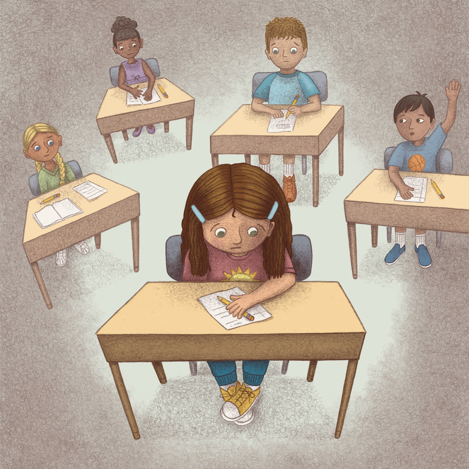 Character study for a story about a shy child