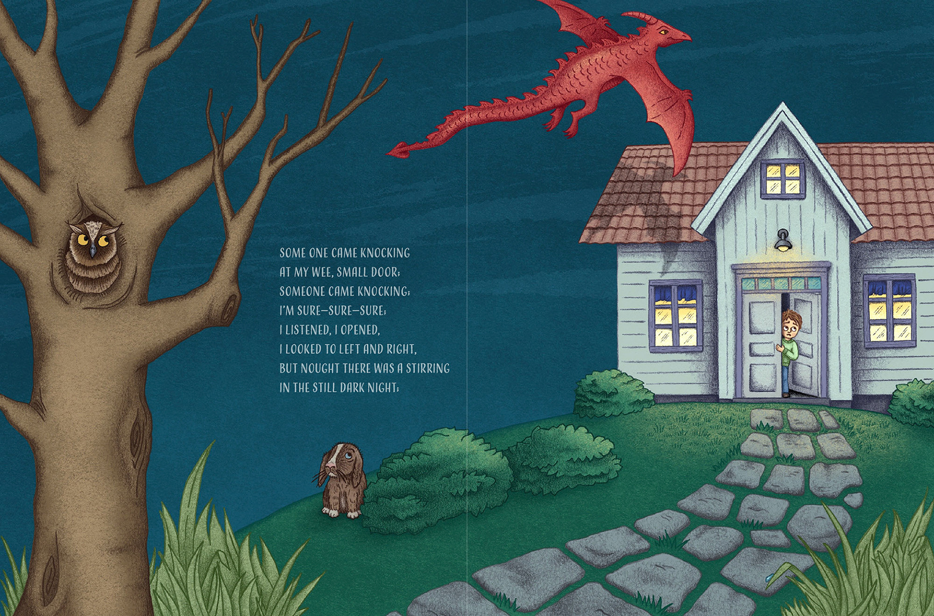 Illustration for the poem Some One by Walter de la Mare