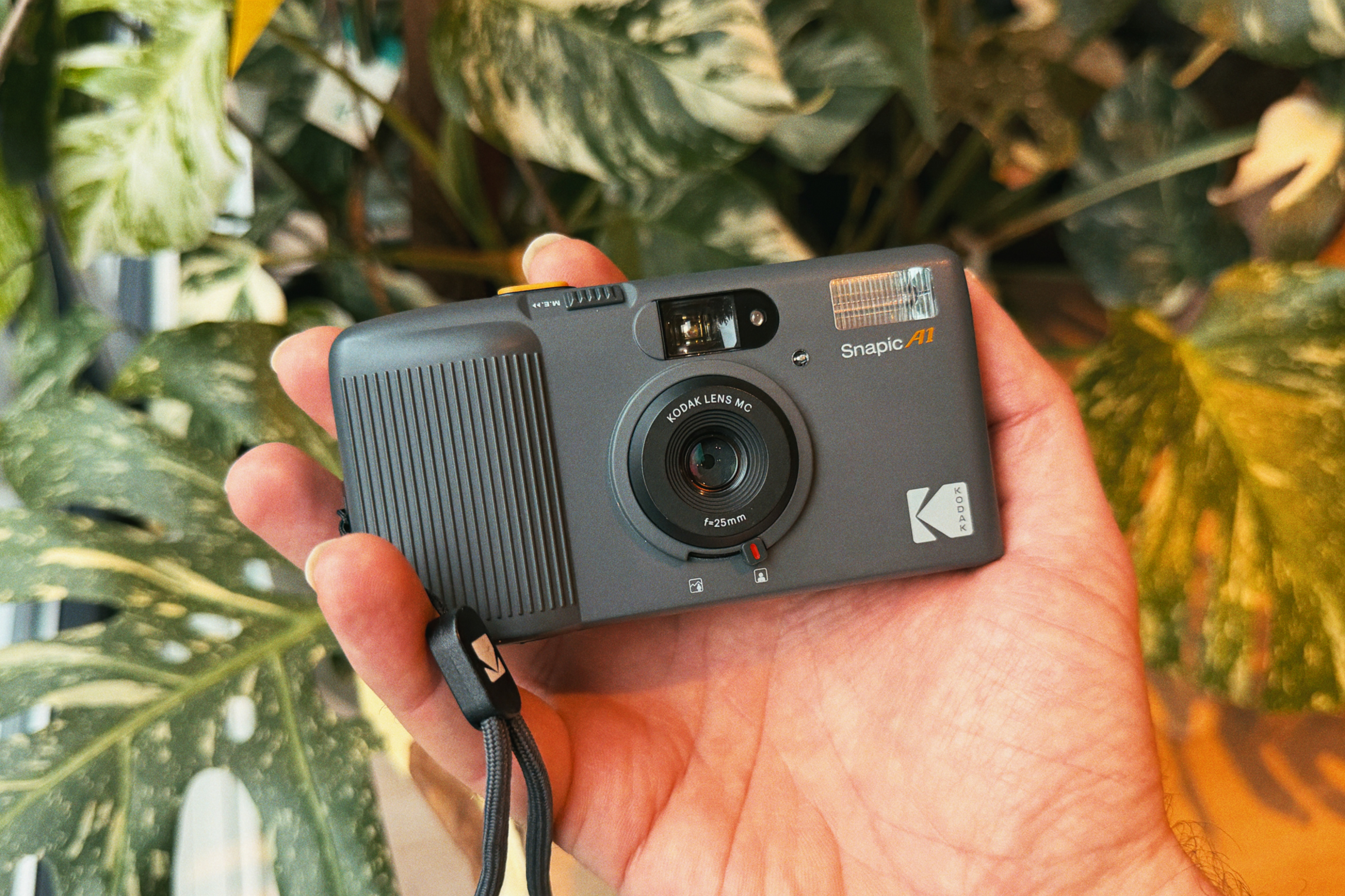 Kodak Snapic A1 35mm film camera in Rhino Grey, front view.