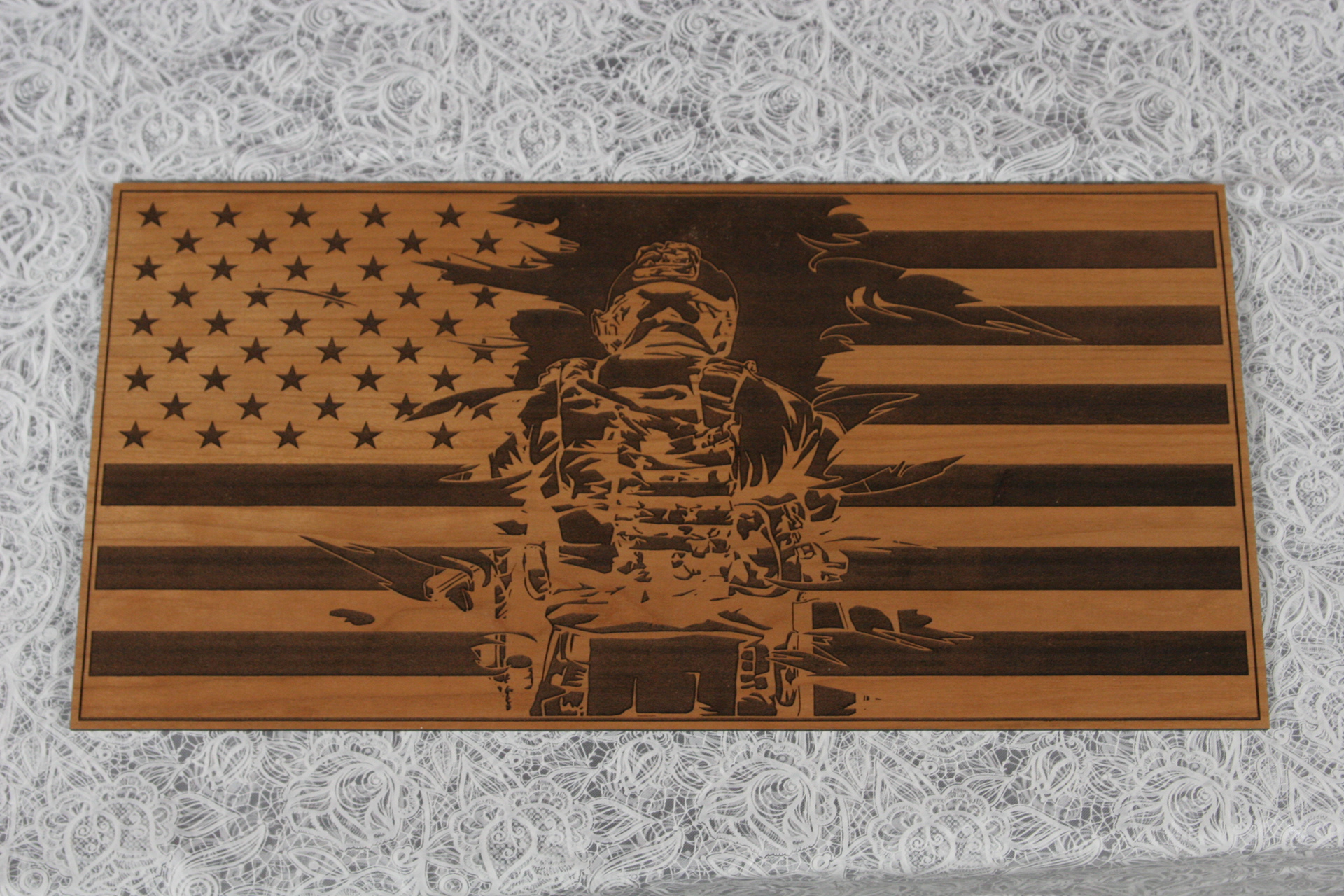 Soldier In Flag Sign