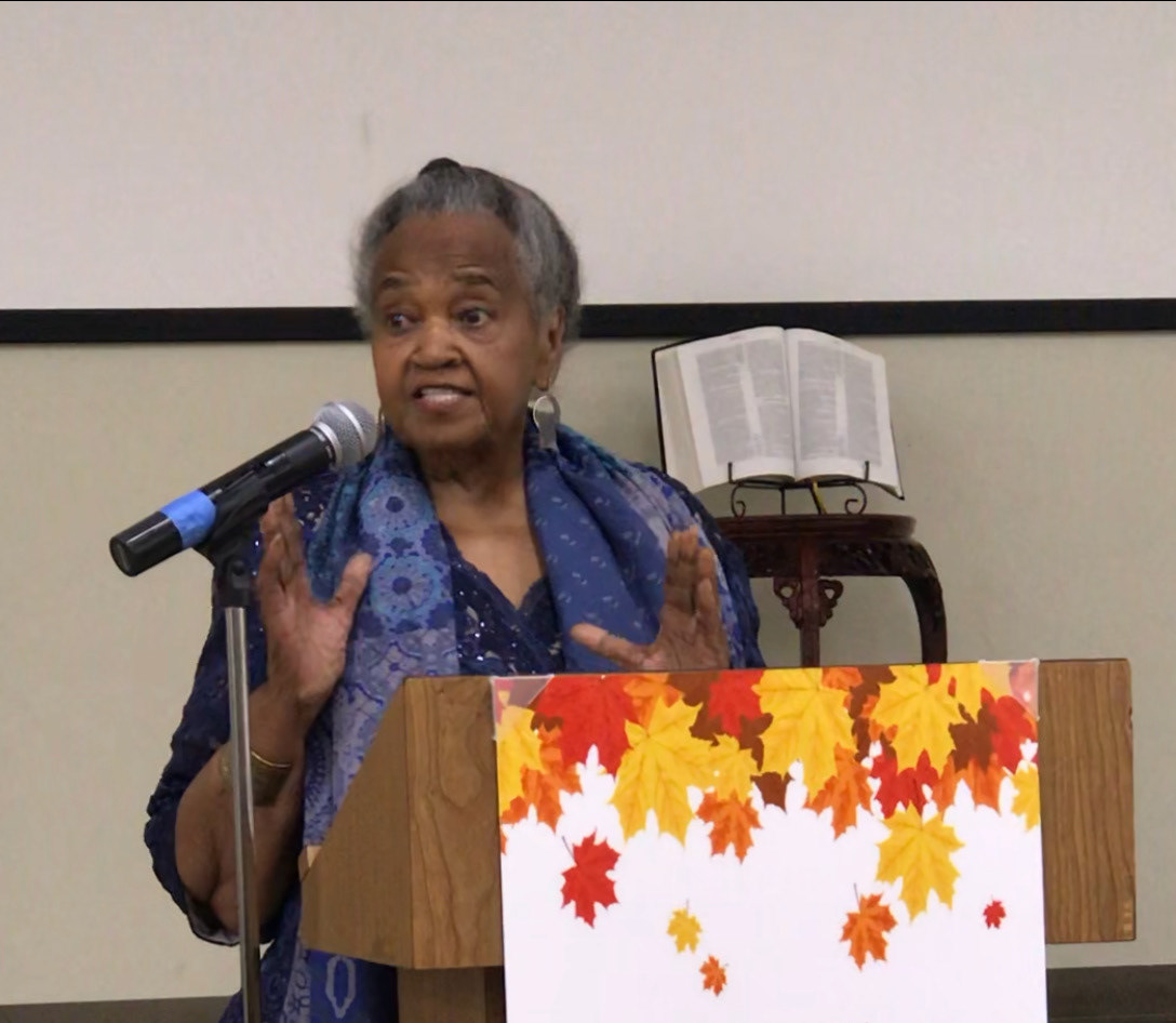 Rev. Woolford in the pulpit at St. John Baptist Church in Columbia, MD, which she cofounded..