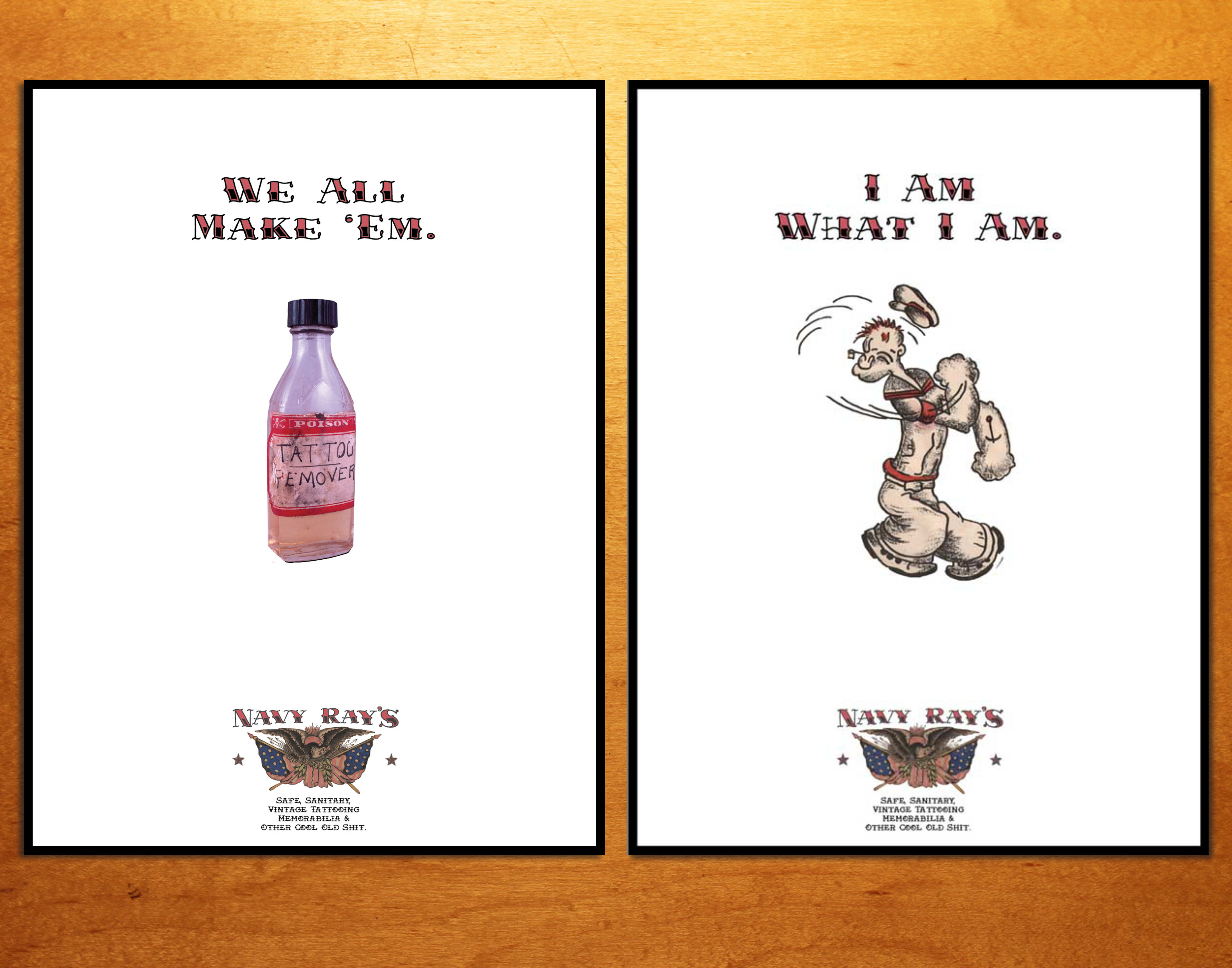A series of posters (and tee-shirts) promoting my antiques business, Navy Ray's.