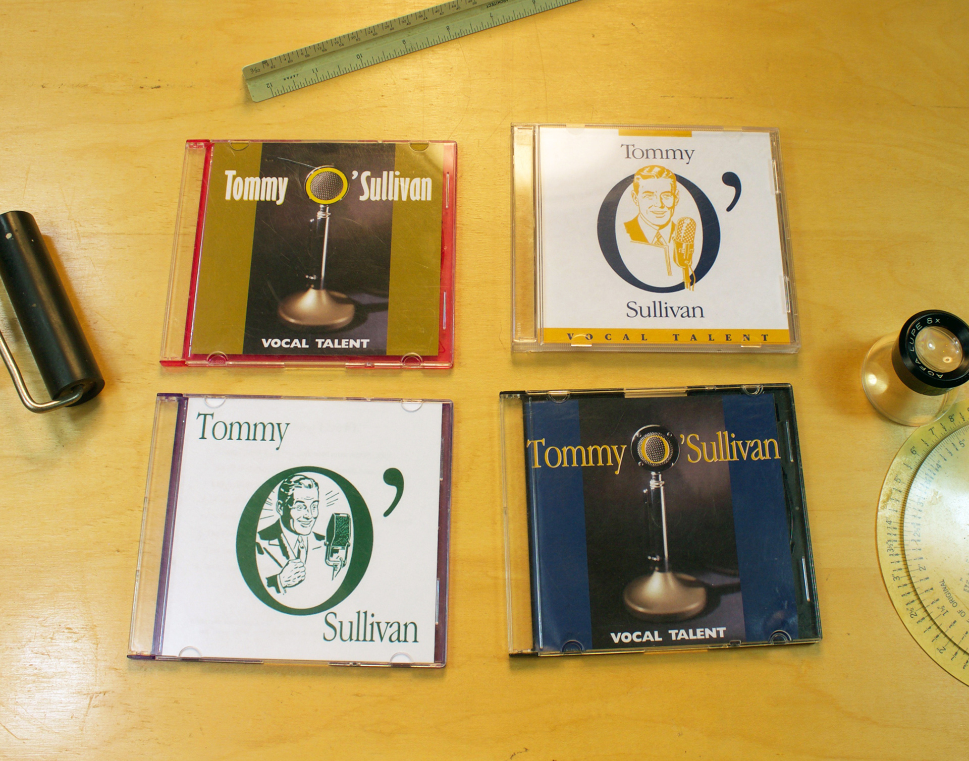CD jewel box covers for a voice over talent.