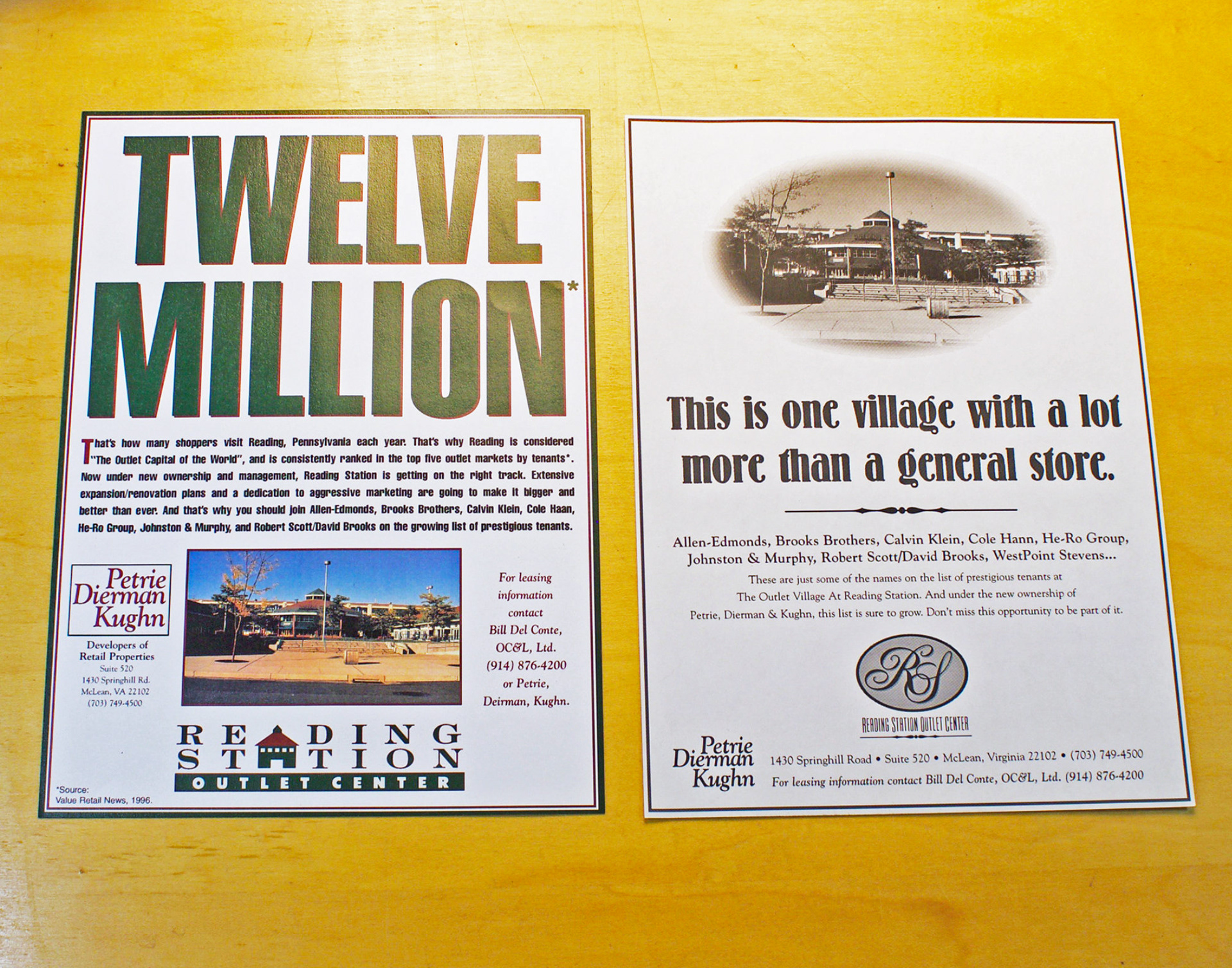 Publication ads for a retail center developer