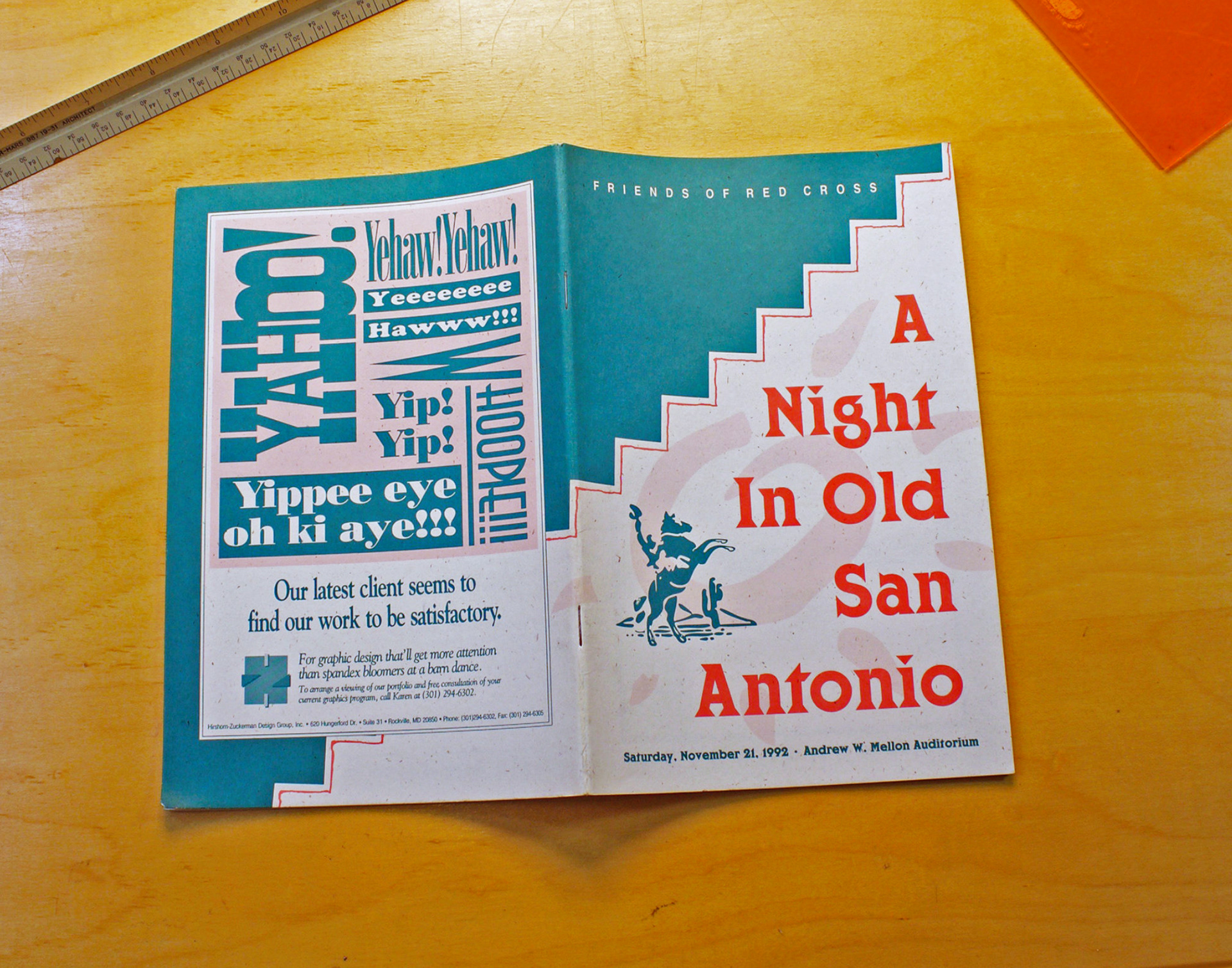 Back cover of an event program ad for the design firm I worked for at the time.