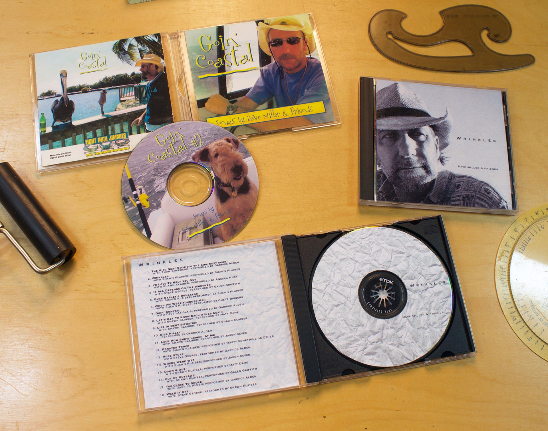 CD jewel boxes for collections of songs written by yours truly.