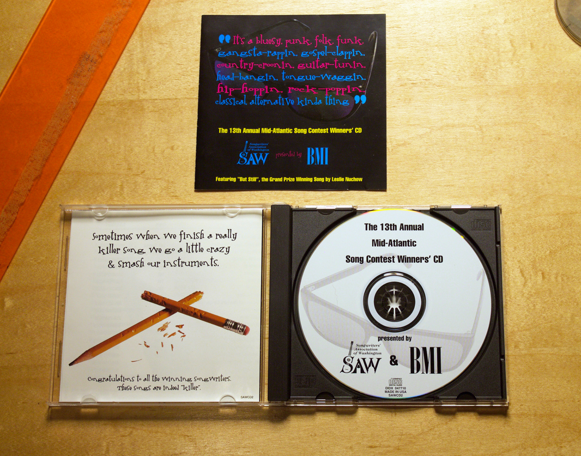 Winner's CD for the Songwriters of Washington DC group's annual song contest.