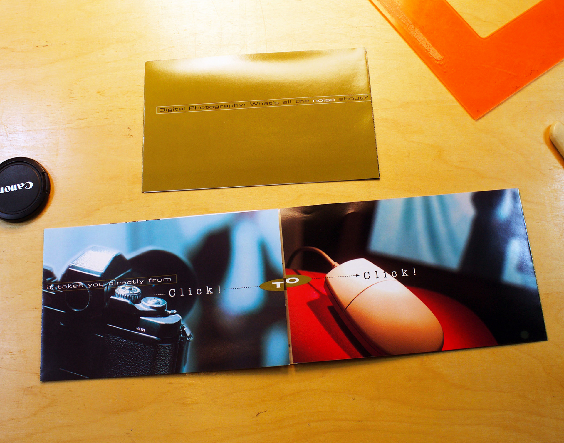 This image and following three, a fold-out mailer promoting the new technology of digital photography. Part of the same campaign as the previous ad.