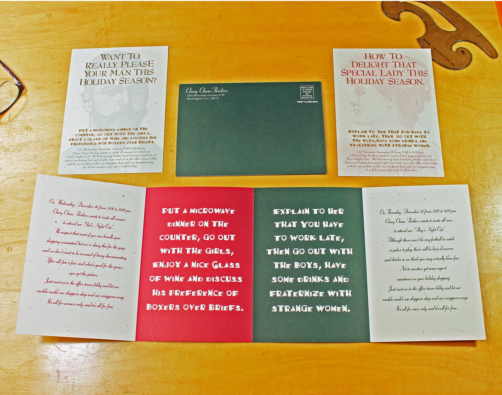 Holiday promotional campaign for CCP. Direct mail & counter cards.