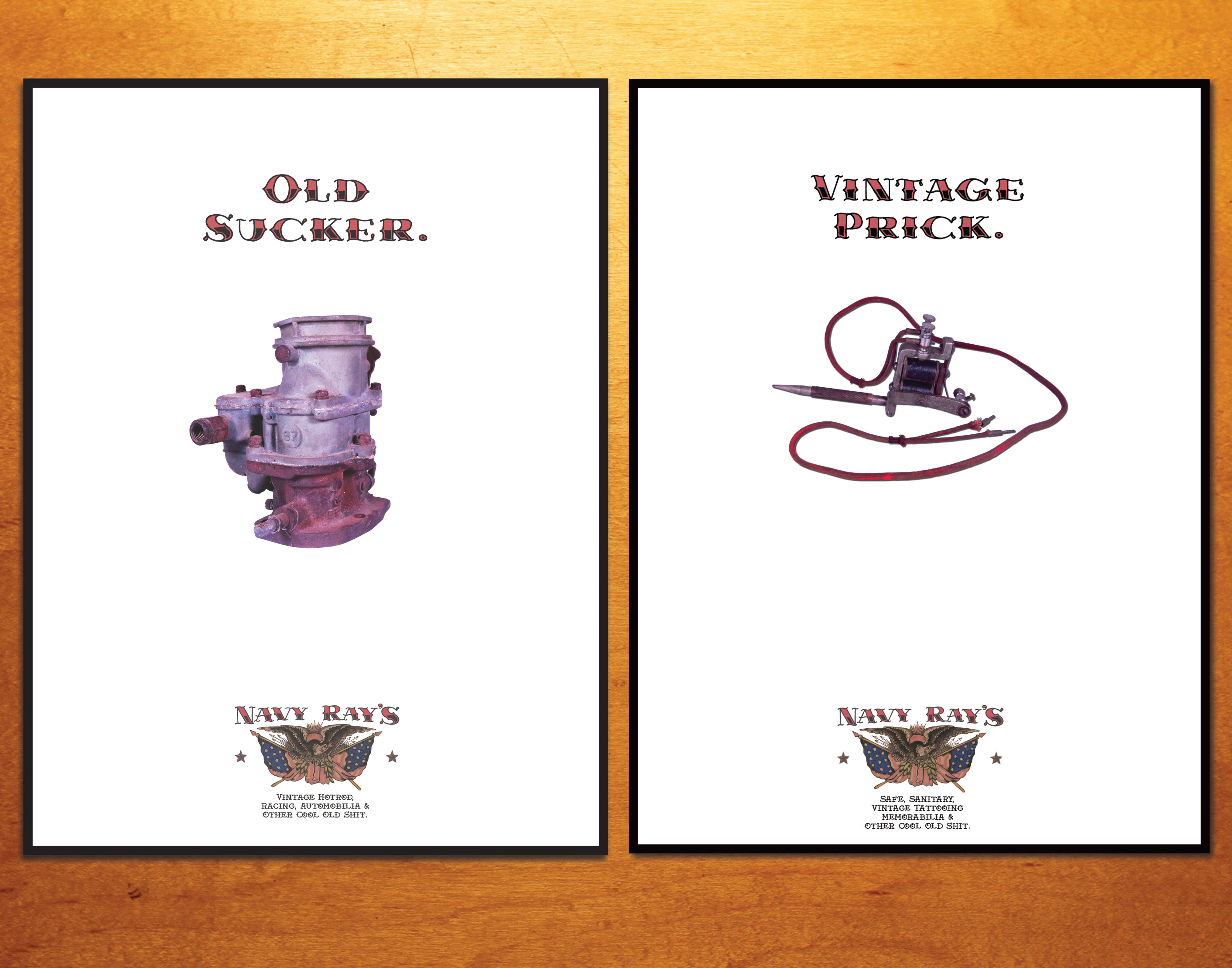 A series of posters (and tee-shirts) promoting my antiques business, Navy Ray's.