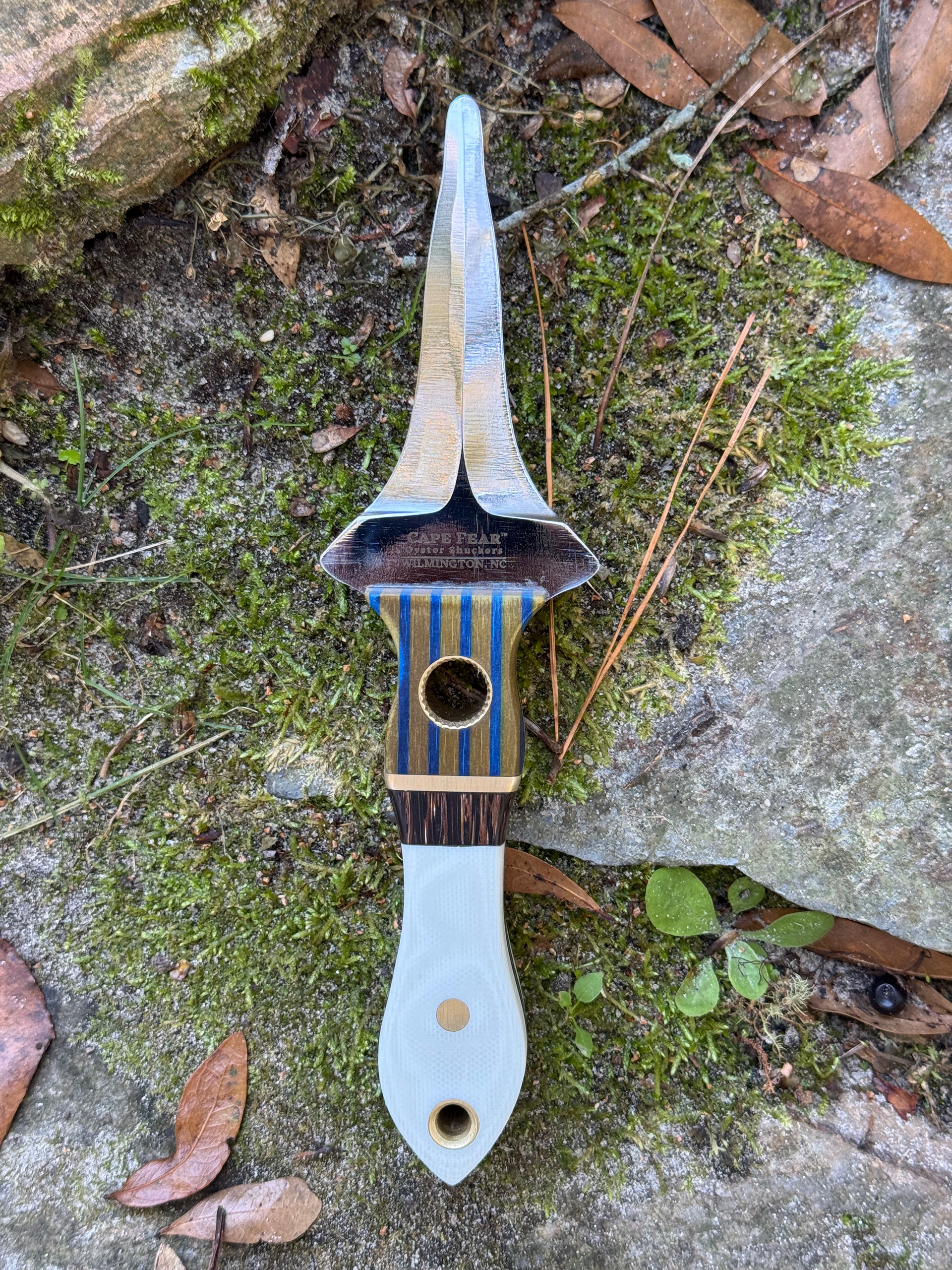 (SOLD) #32 Paper Micarta, Black Palm, G10, Brass