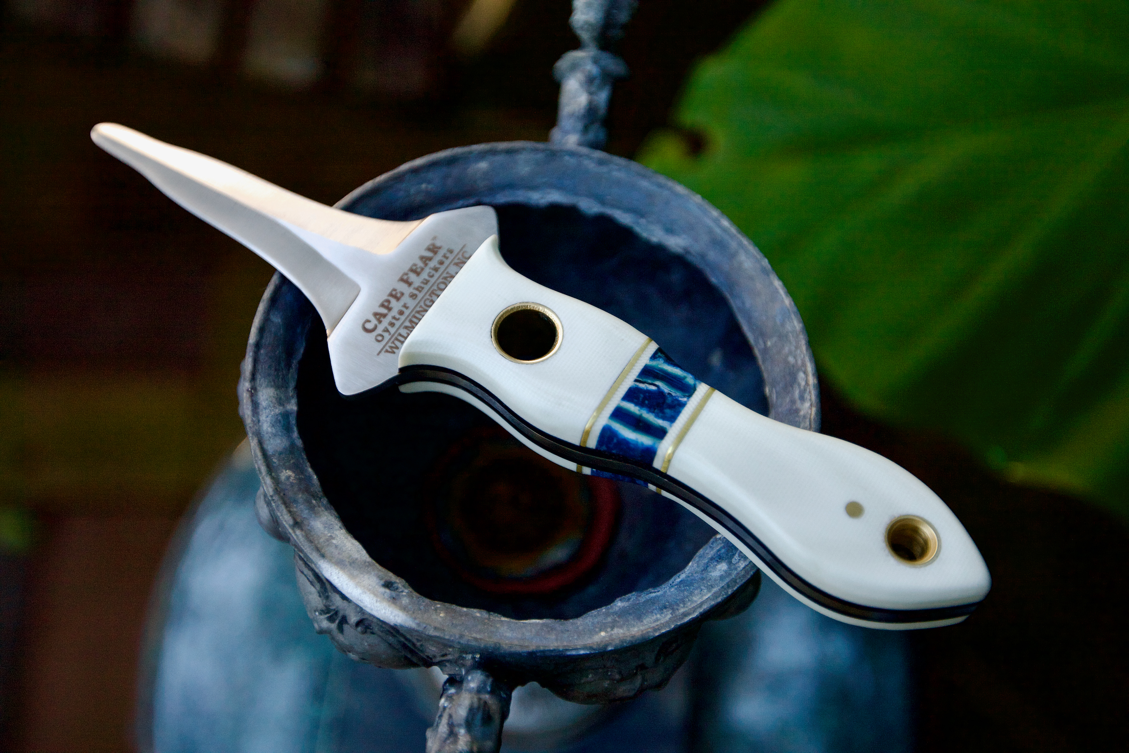 #39 Mammoth Molar Inlay and White G10, brass accents