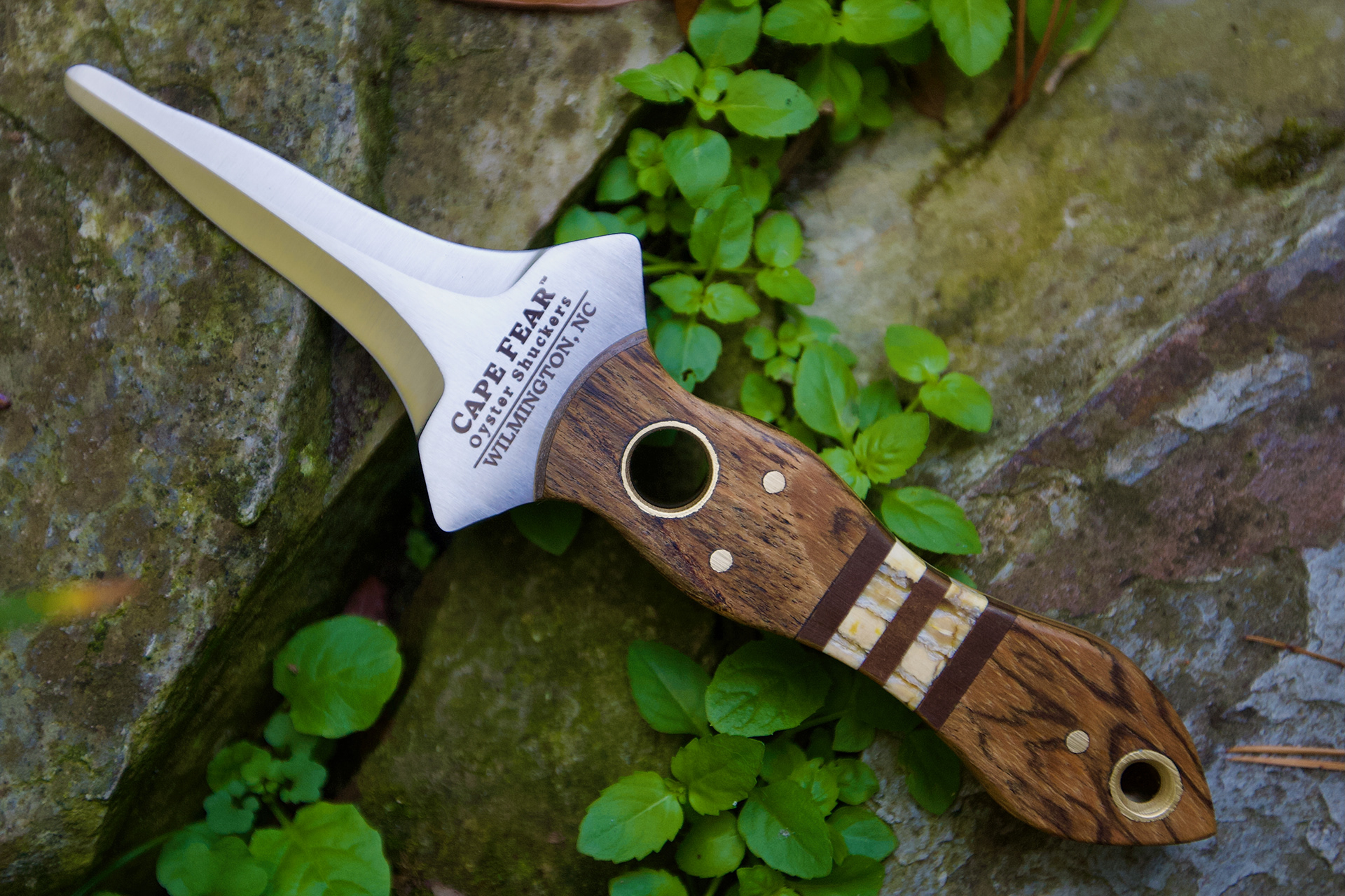 #38 Mammoth Molar Inlay and Bocote, brass accents