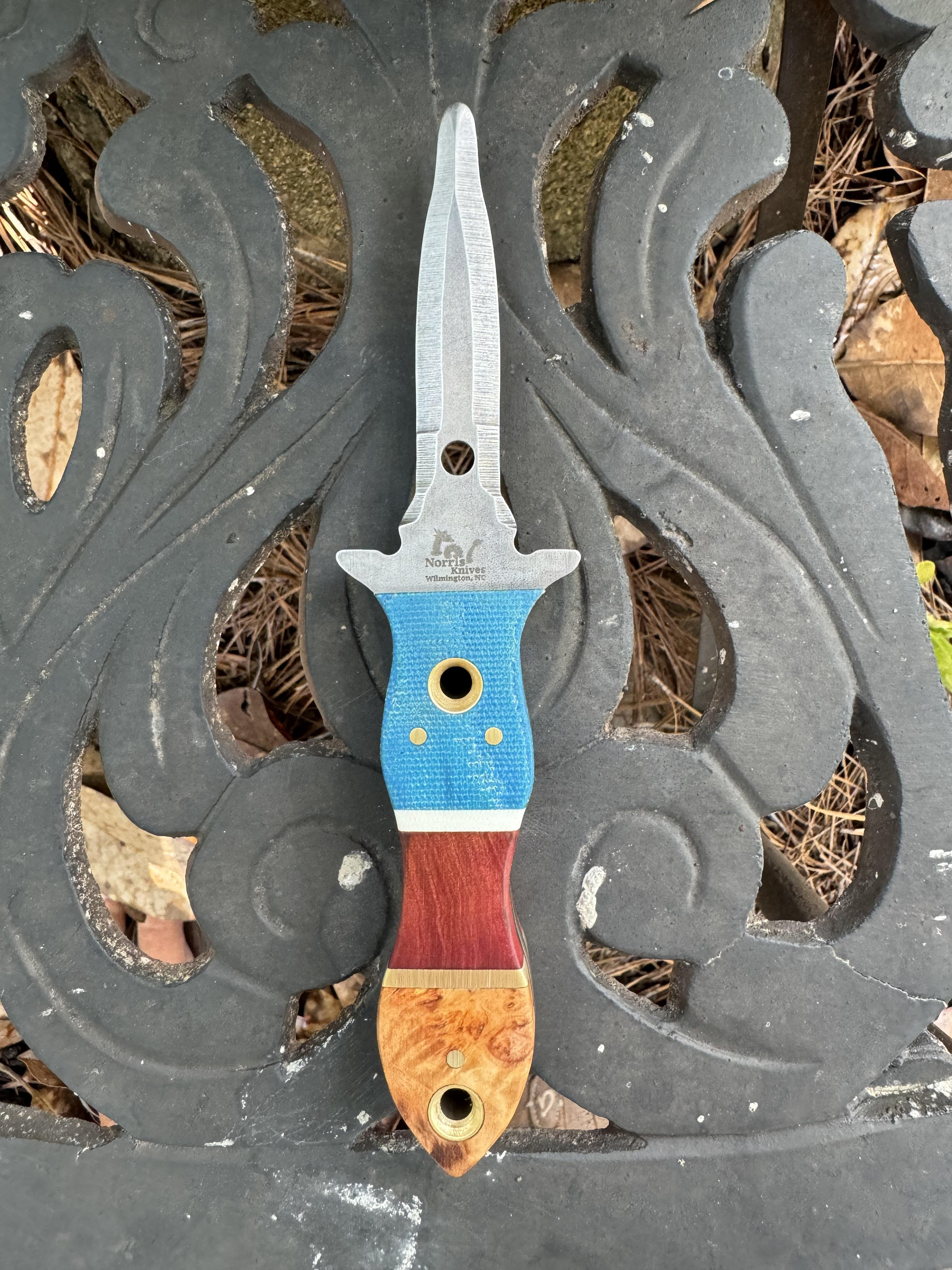 #16 Denim Micarta, Pink Ivory wood