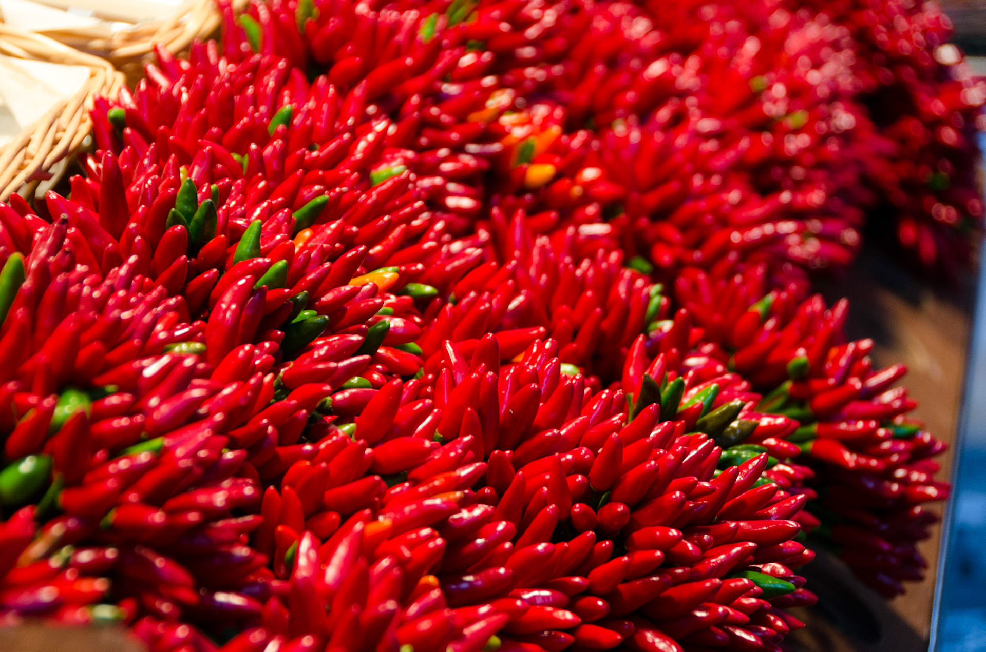 Bright peppers at market