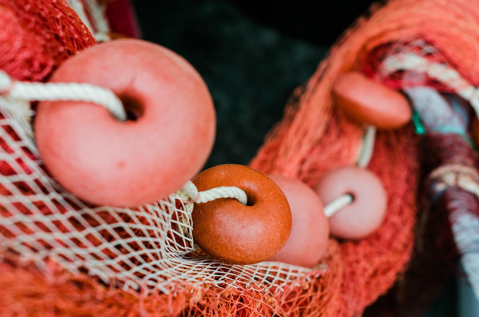 Red fishing net float