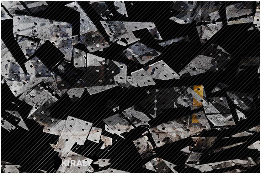 Collage of discarded metal brackets