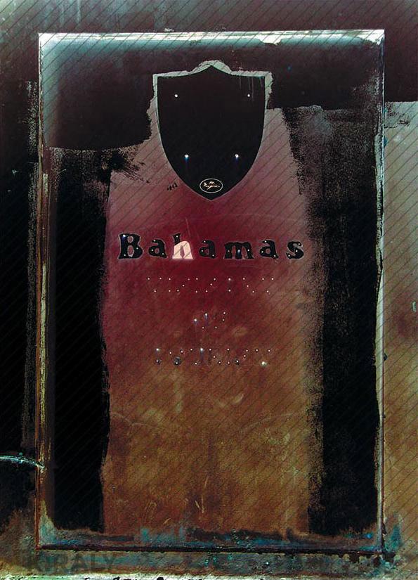 Reversed photo of sign lettering posted near dock