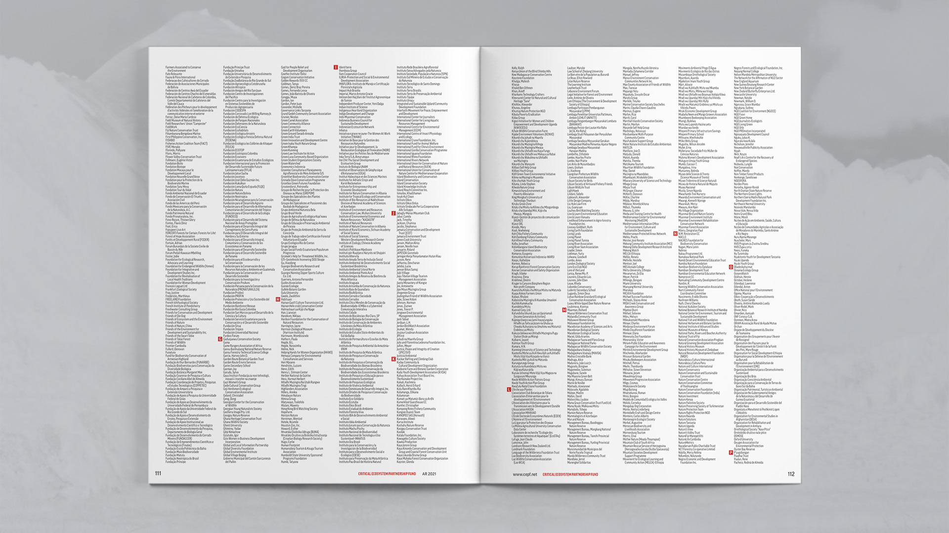 Second spread compilation of Grantee Partners in alphabetical order