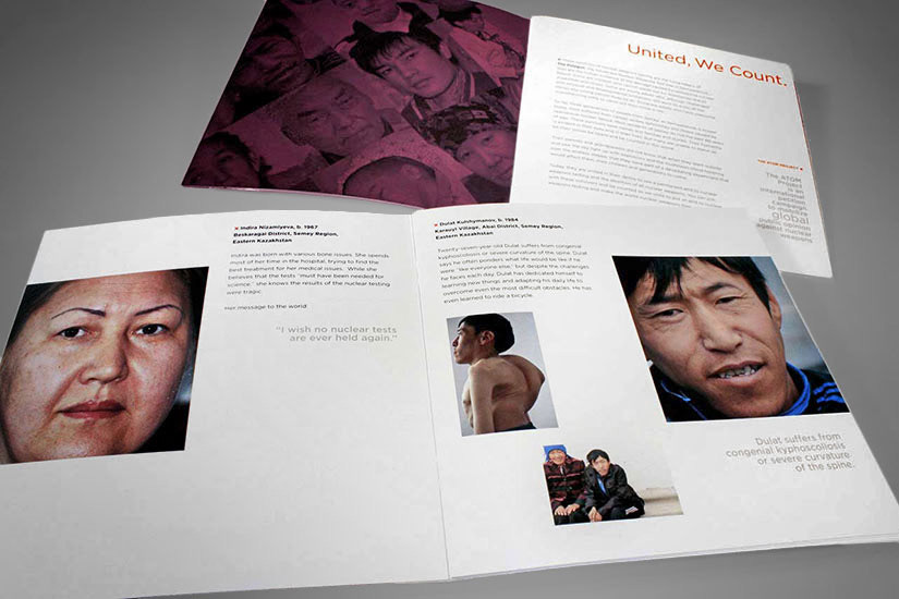 Inside spreads from brochure which focus on survivor stories