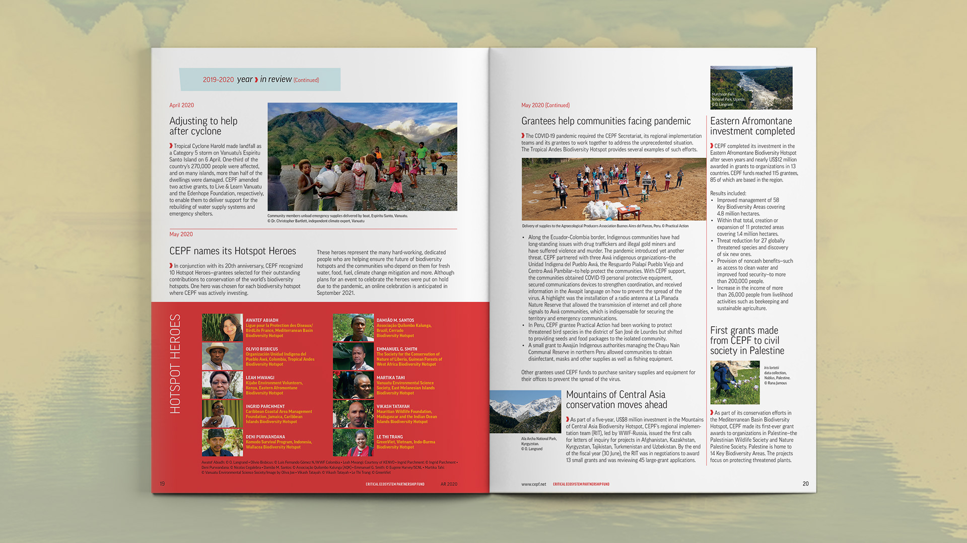 Another spread for their Year In Review which covers news topics and includes a tip of the cap to their hotspot heroes