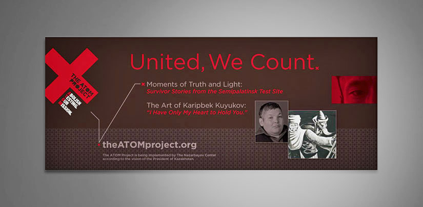 Interior horizontal banner to announce artist's exhibit and event