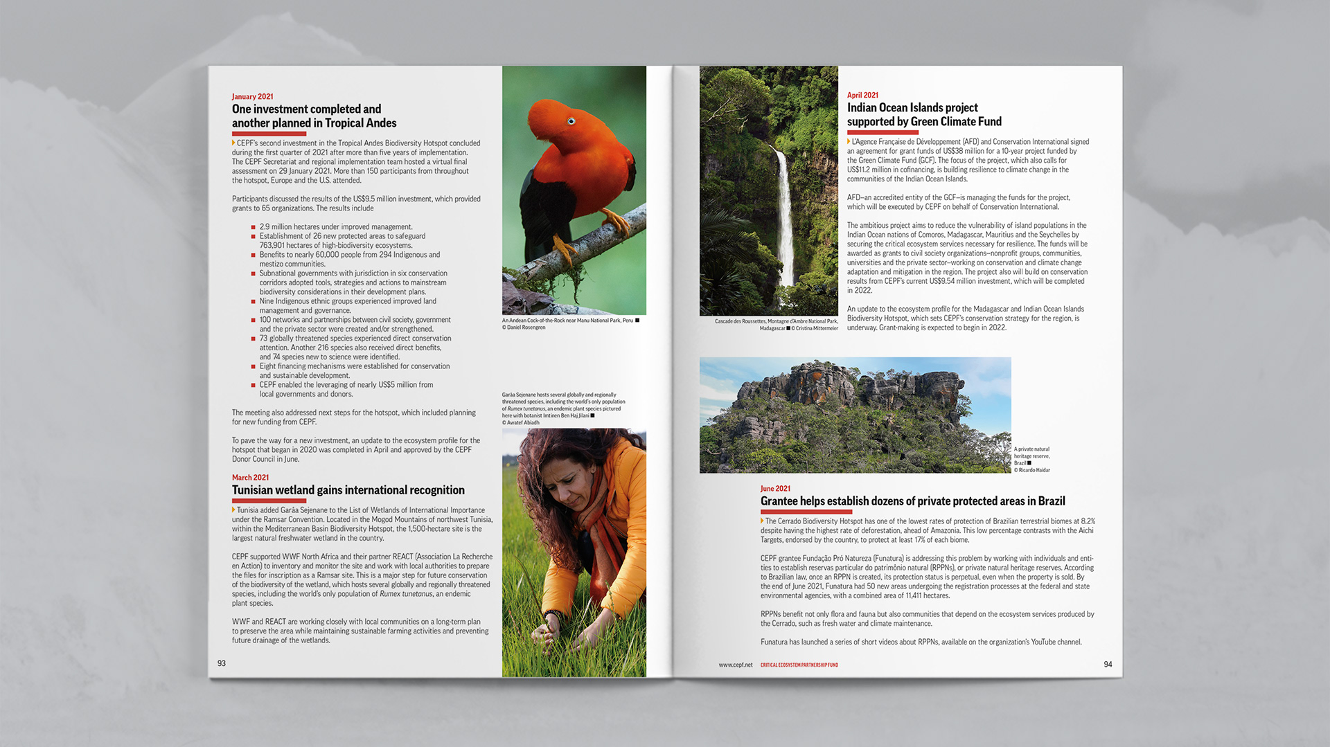 Year In Review, second spread, covering articles from January through June 2021