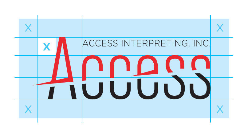 Logo gridded to show how free space is determined around the logo