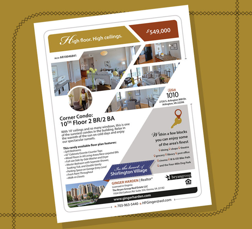 One page sales insert for condominium listing