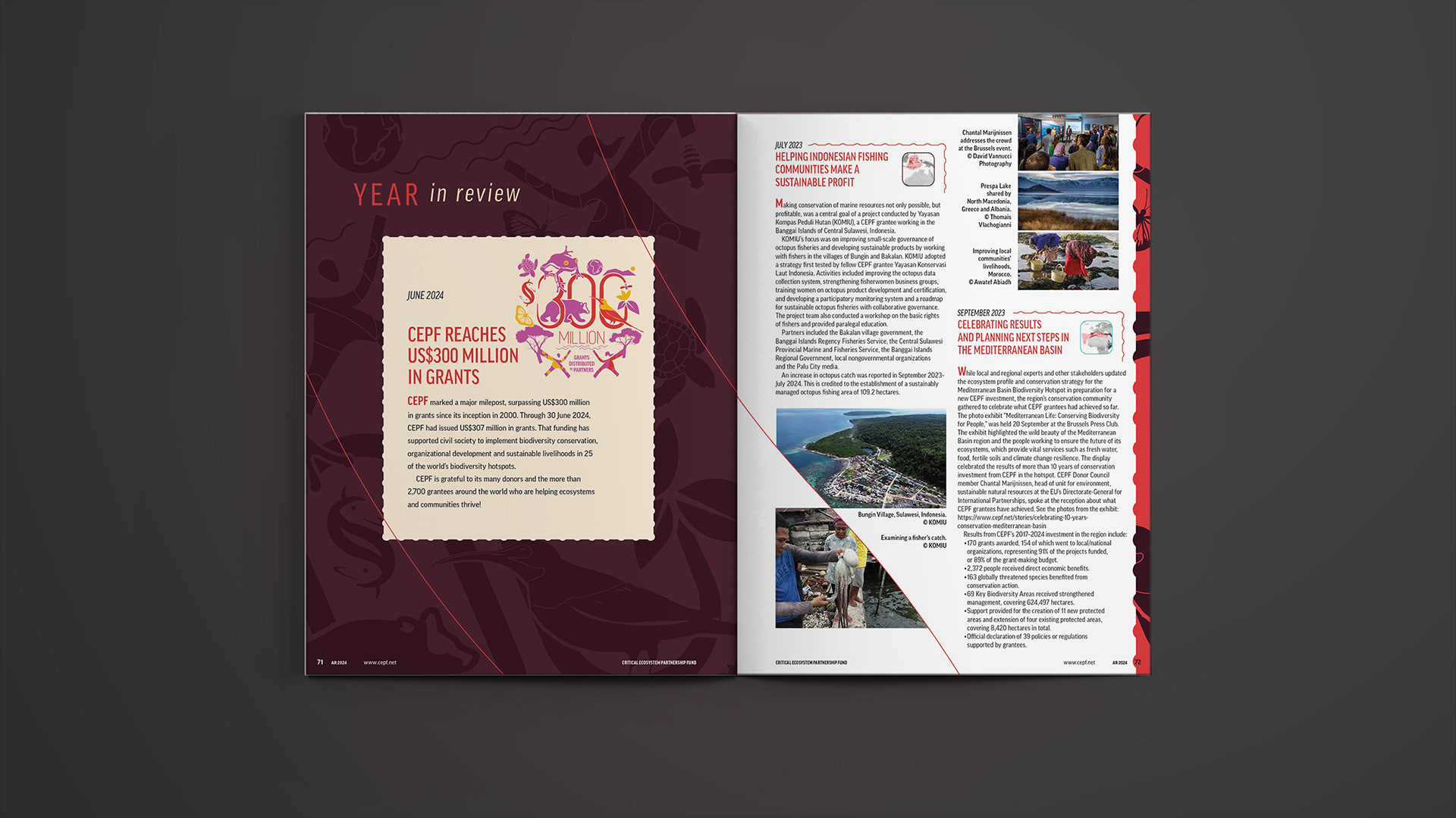 Opening spread for Year in Review section that features short stories