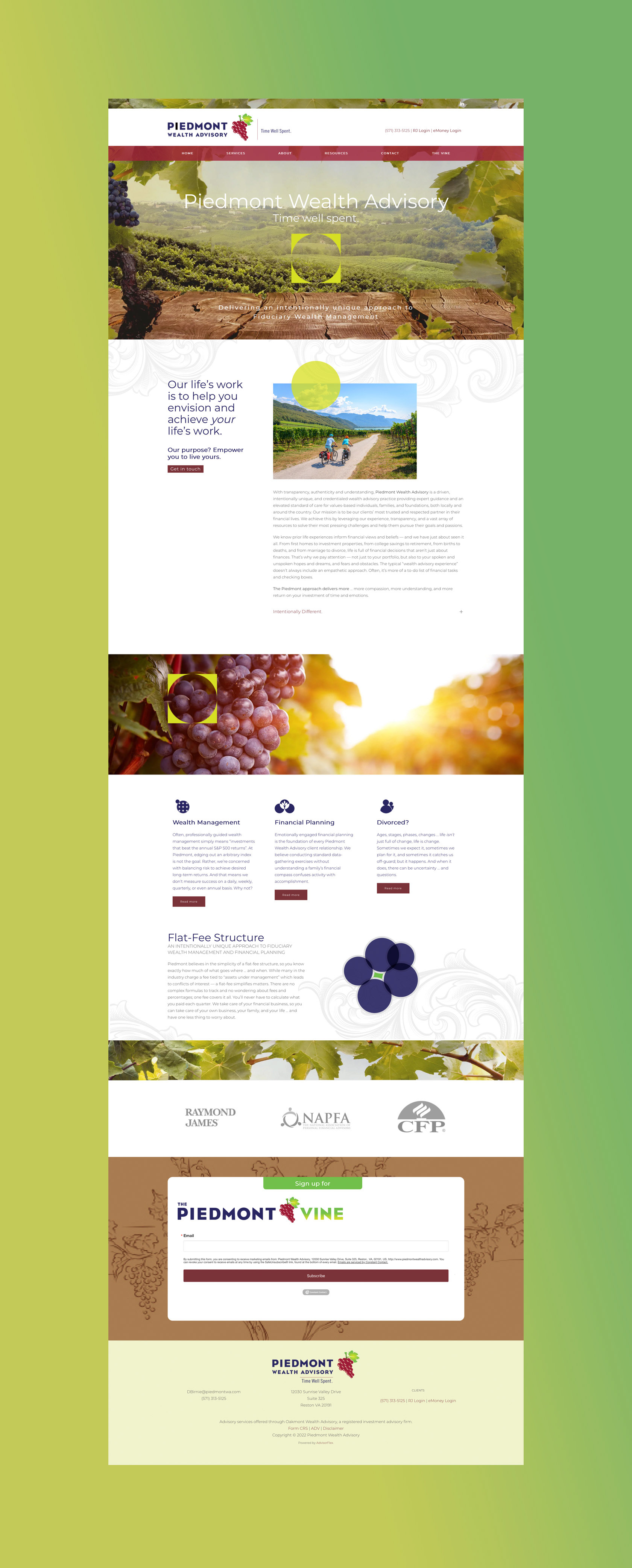 Financial advisor landing page