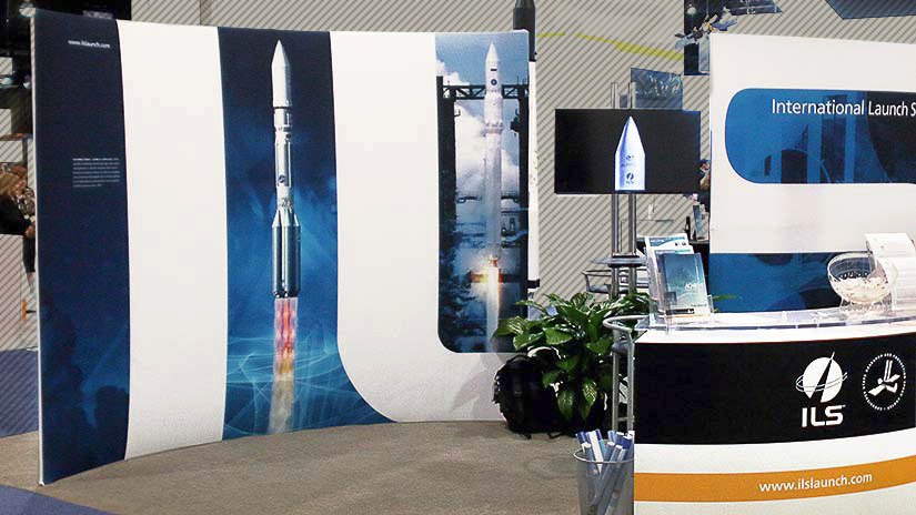 Photo of rocket launch management company booth in exhibit space