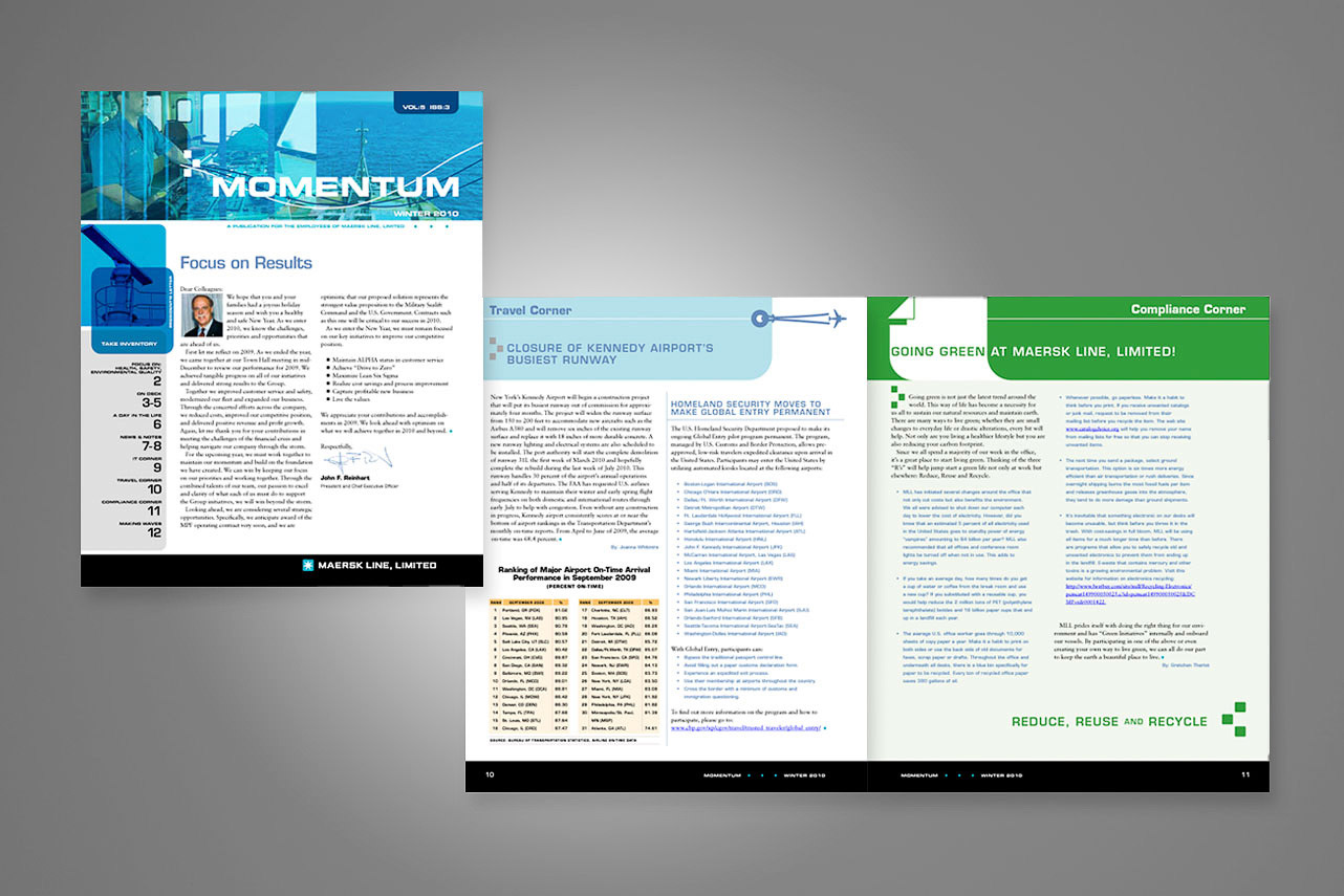 Example of another issue of newsletter showing cover and an interior spread