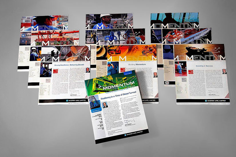 A compilation of newsletters designed for this shipping logistics company