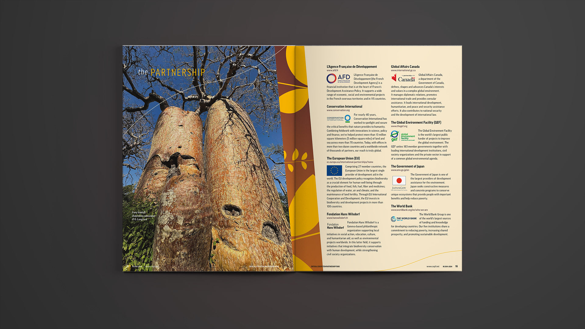 Spread detailing the various partnerships