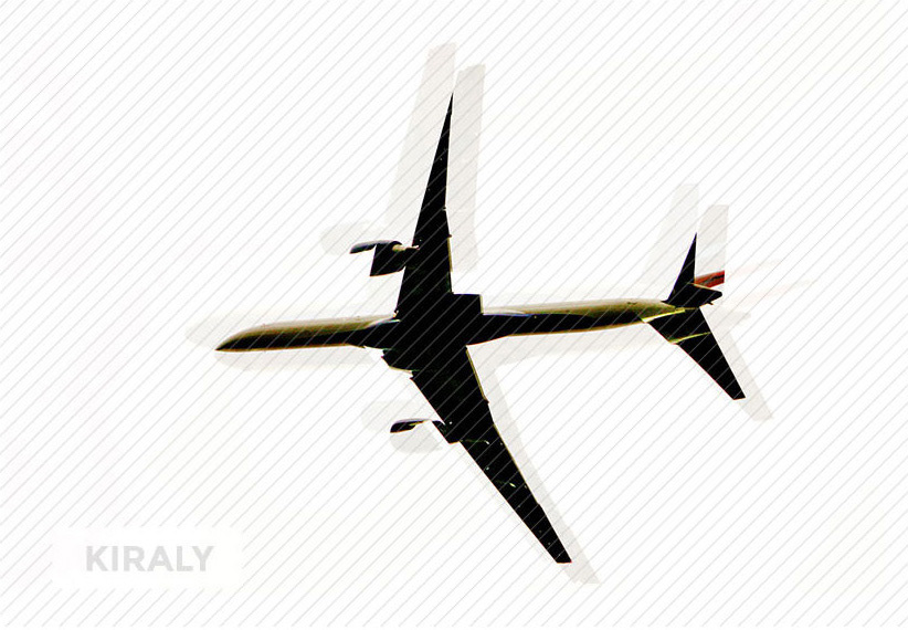 Digitally altered plane flying overhead