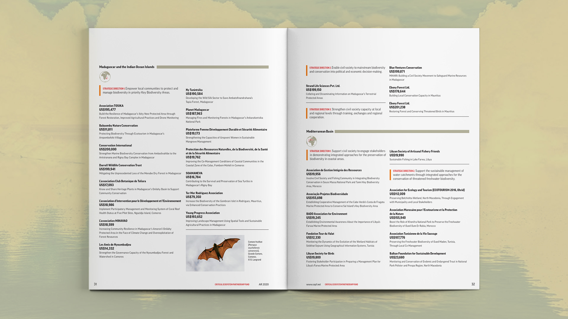 Additional spread listing out the awarded monetary grants by region