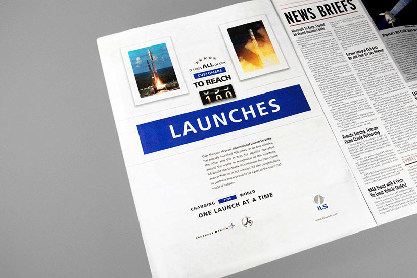 Commemorative ad announcing totality of successful rocket launches