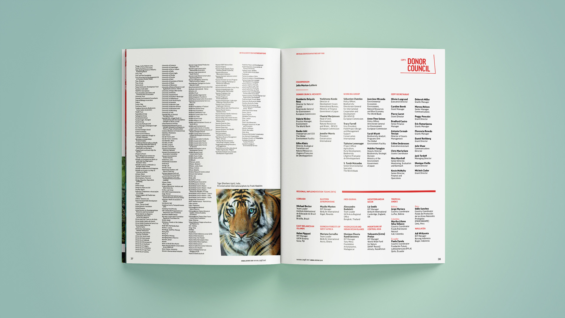 Listings of Grantee Partners and Donor Council