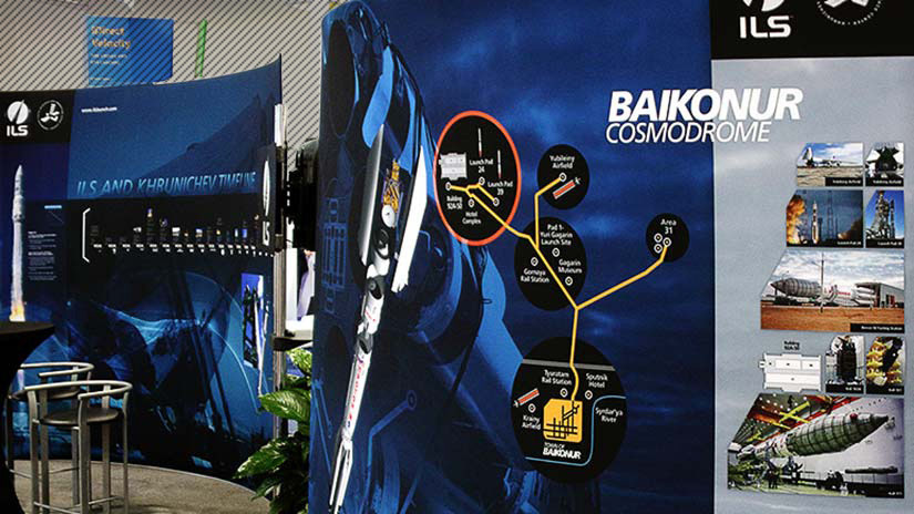 Another photo of rocket launch management company booth in exhibit space
