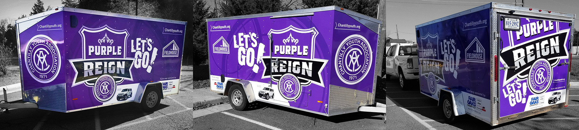 Trailer wrapped with artwork featuring new logo design