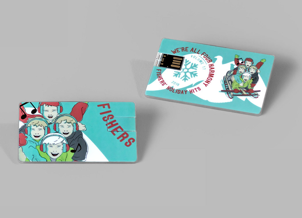Picture of front and back of USB music card art